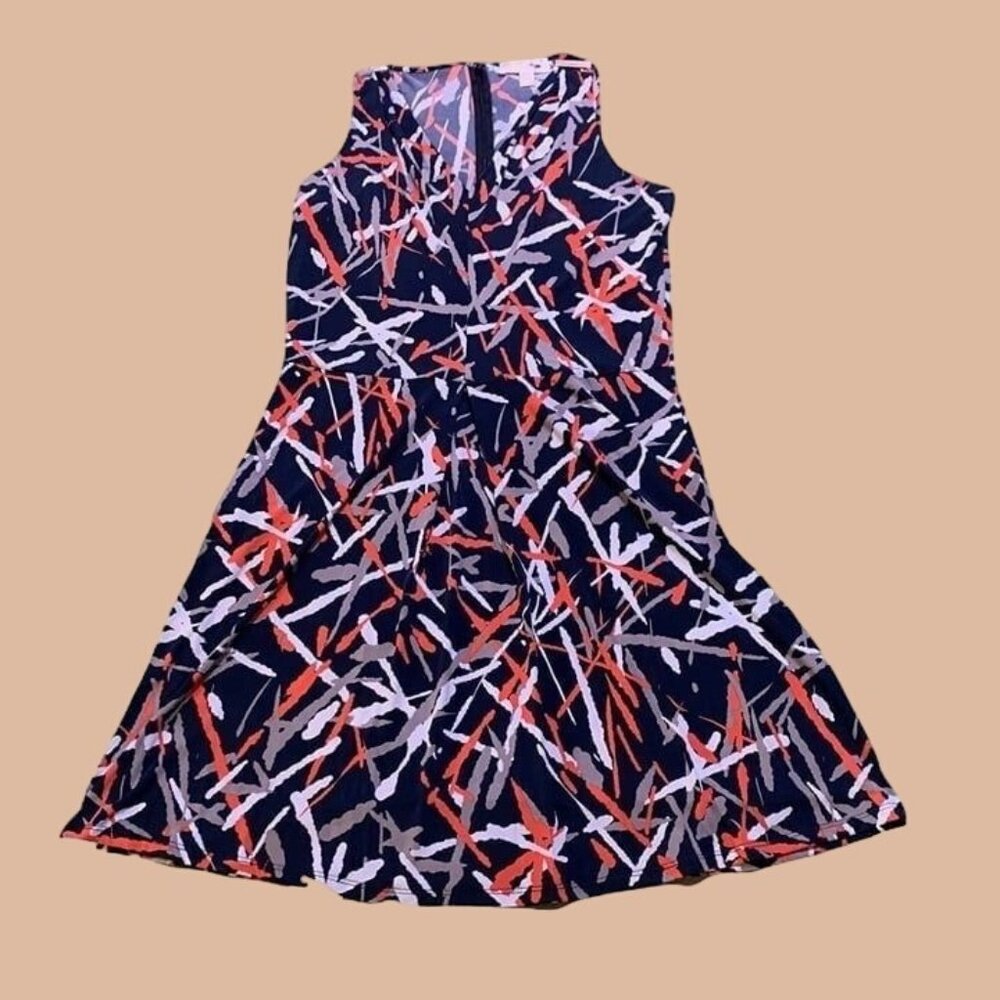 Michael Kors Dress Size Large Orange Blue Sleeveless